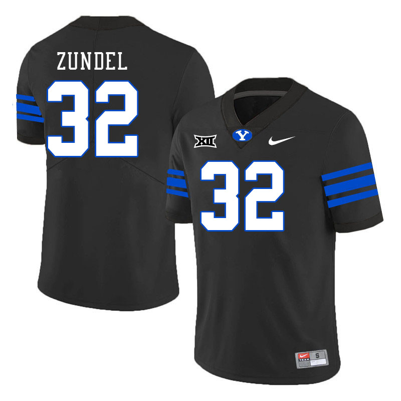 Men #32 Will Zundel BYU Cougars College Football Jerseys Stitched Sale-Black